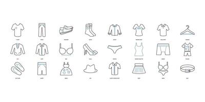Clothes icons set. Set of editable stroke icons.Set of Clothes vector