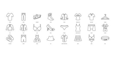 Clothes icons set. Set of editable stroke icons.Set of Clothes vector
