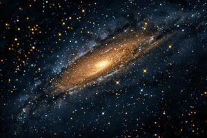 Stunning Spiral Galaxy Amidst Sparkling Stars in Deep Space photo