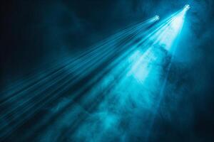 Mysterious Blue and White Light Beams on Dark Background photo
