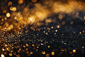 Golden Glitter on Black Background for Luxurious Feel photo