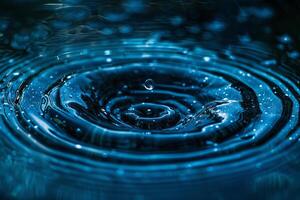 Close-Up of Water Droplet on a Blue and Black Background photo