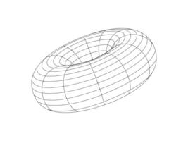 Isolated abstract geometric Y2K wireframe. Editable stroke retro futuristic shape vector