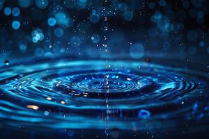 Mesmerizing Water Droplet Impact on Blue Surface photo