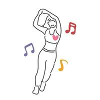 Sketch lifestyle concept minimal girl woman dance aerobics drawing line art. Female exercise hand drawn line concept with white ioslated background. Abstract,illustration. vector