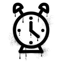 Alarm clock with black spray paint graffiti style vector