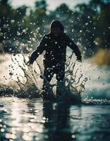 man playing in the water photo