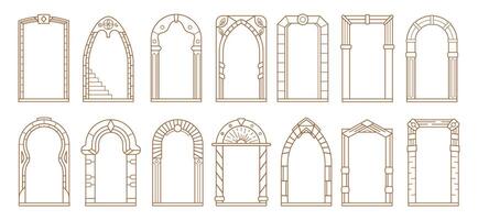 Art deco arch frames, arcs, doors or borders set vector