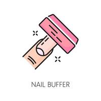 Manicure service nail buffer color line icon vector