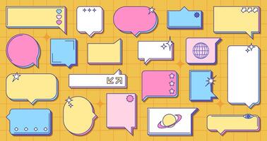 Retro Memphis speech bubbles in an array of shapes vector