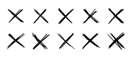 X Escribiendo cruzar marcas en negro tinta, conjunto vector