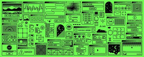 Rave y2k window page, computer interface menu vector