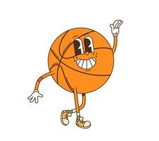 Retro, groovy basketball character in sneakers vector