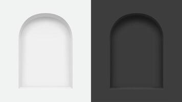 3d wall niches, arch shaped empty shelves, vector