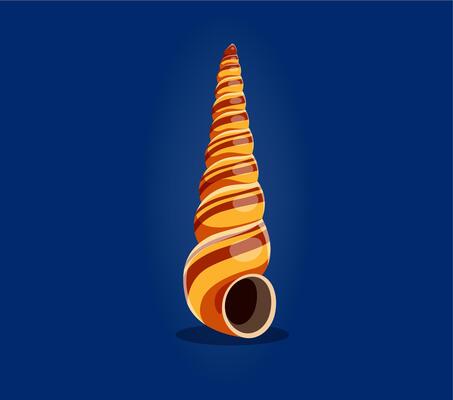 Underwater sea animal font, number 1 One, seashell