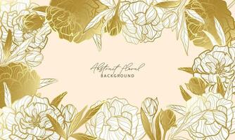Floral peoni golden frame vector