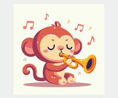 World Music Day Background with Monkey Character vector