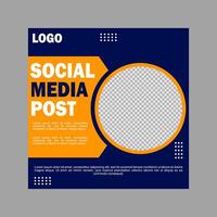 blue and orange social media post template design for business promotion. vector