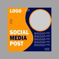 blue and orange social media post template design for business promotion. vector