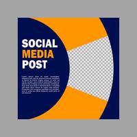 blue and orange social media post template design for business promotion. vector