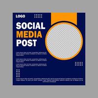 blue and orange social media post template design for business promotion. vector