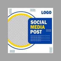 blue and white social media post template design for business promotion. vector