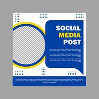 blue and white social media post template design for business promotion. vector