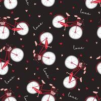 bicycle and heart textile pattern vector
