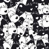 cute cat monochrome background pattern vector