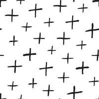 seamless geometric drawing pattern - doodle style. Simple black and white repeatable background with crosses signs. Fabric endless hand drawn print vector