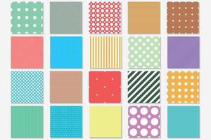 Collection of cute colorful geometric seamless patterns. Simple dotted and striped textures - repeatable unusual bright backgrounds. Textile endless prints vector