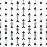 seamless fish bones pattern. Creative funky repeatable background. Black and white design. Textile cartoon endless print vector