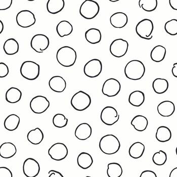 sin costura dibujo modelo - garabatear estilo. sencillo negro y blanco raro antecedentes con mano dibujado círculos tela interminable impresión vector