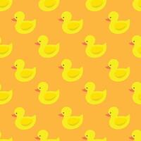 seamless bright color pattern with beautiful toy ducks. Cartoon repeatable yellow background. Cute creative print vector