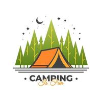 Camping in mountain. Adventure summer camping illustration. vector