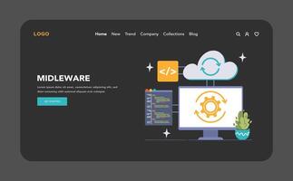 Middleware concept with cloud computing. Flat illustration vector