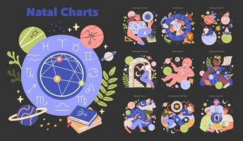 Natal Charts. Flat Illustration vector