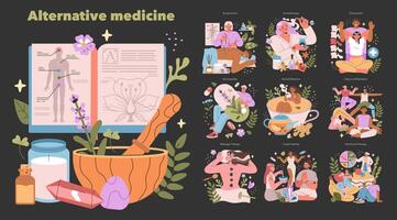 Alternative Medicine. Flat Illustration vector