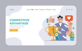 Competitive advantage web or landing set. Advertising and marketing vector