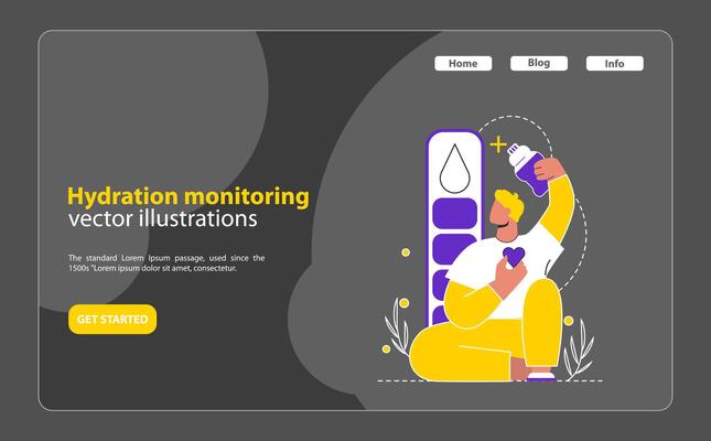 Hydration Monitoring concept Highlights the importance of water intake with a focus on health and self-care Encourages tracking for a hydrated lifestyle illustration