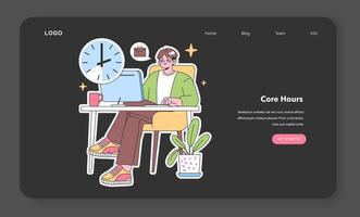 Teamwork approach to flexible working. Flat illustration vector