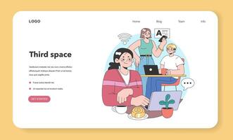 Third place web banner or landing page. Social surroundings vector
