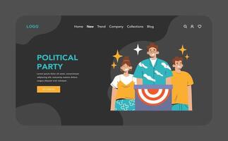Election web or landing dark or night mode. Democratic procedure vector