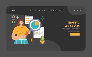 Website analysis dark or night mode web or landing. Conversion rate vector