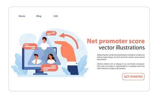 Analyzing Net Promoter Score online, evaluating customer loyalty. vector