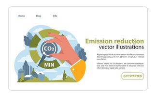 Hand magnifying CO2 with a mission to minimize. vector