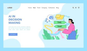 AI in decision making concept. Flat illustration vector