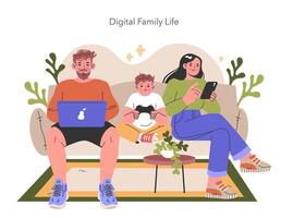 Digital Family Life illustration. illustration. vector