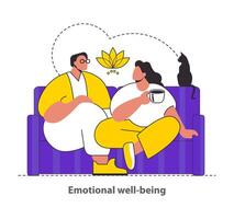 Emotional Well-being concept Illustrates serene moments of connection and relaxation Promotes mental health and introspection illustration vector
