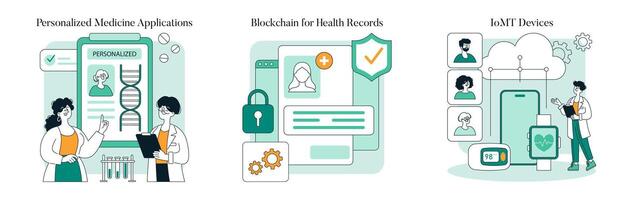 Tech Enabled Health. Flat Illustration vector